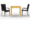 vidaXL Ensemble de salle à manger de jardin 3 pcs Noir