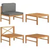 vidaXL Salon de jardin 2 pcs avec coussins gris foncé Bois de teck