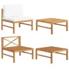 vidaXL Salon de jardin 2 pcs avec coussins crème Bois de teck