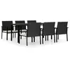 vidaXL Ensemble de salle à manger de jardin 7 pcs Résine tressée Noir