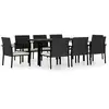 vidaXL Ensemble de salle à manger de jardin 9 pcs Résine tressée Noir