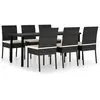 vidaXL Ensemble de salle à manger de jardin 7 pcs Résine tressée Noir
