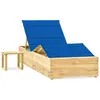 vidaXL Chaise longue de jardin avec table et coussin Pin imprégné