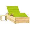 vidaXL Chaise longue de jardin avec table et coussin Pin imprégné