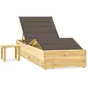 vidaXL Chaise longue de jardin avec table et coussin Pin imprégné
