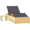 vidaXL Chaise longue de jardin avec table et coussin Pin imprégné