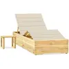 vidaXL Chaise longue de jardin avec table et coussin Pin imprégné