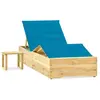 vidaXL Chaise longue de jardin avec table et coussin Pin imprégné