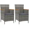 vidaXL Chaises de salle à manger de jardin 2 pcs Résine tressée Gris