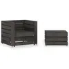 vidaXL Salon de jardin palette 2 pcs Bois de pin imprégné de gris