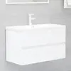 vidaXL Armoire d'évier avec lavabo intégré blanc bois d'ingénierie