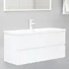 vidaXL Armoire d'évier avec lavabo intégré Blanc Aggloméré