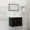vidaXL Vidaxl Ensemble De Meubles De Salle De Bain Noir Aggloméré