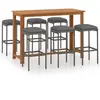 vidaXL Ensemble de bar de jardin avec coussins 7 pcs Gris