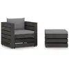 vidaXL Salon de jardin 2 pcs avec coussins Bois imprégné de gris
