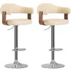 vidaXL Tabourets de bar lot de 2 crème bois courbé et similicuir
