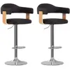 vidaXL Tabourets de bar lot de 2 noir bois courbé et similicuir
