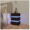 vidaXL Table de chevet à LED Noir 45x35x67 cm Bois d'ingénierie