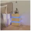 vidaXL Table de chevet à LED Blanc et chêne sonoma 45x35x67 cm