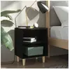 vidaXL Tables de chevet avec pieds en bois 2 pcs Noir 40x30x50 cm