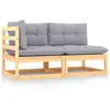 vidaXL Salon de jardin 2 pcs avec coussins Bois de pin massif