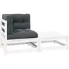 vidaXL Salon de jardin 2 pcs avec coussins Blanc Bois de pin massif