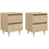 vidaXL Tables de chevet pieds en pin 2 pcs Chêne sonoma 40x35x50 cm