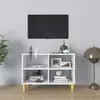 vidaXL Meuble TV avec pieds en bois massif Blanc 69,5x30x50 cm