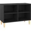 vidaXL Meuble TV avec pieds en bois massif Noir 69,5x30x50 cm