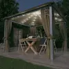 vidaXL Tonnelle avec rideau et lumières LED 3x3 m Taupe Aluminium