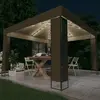 VIDAXL Tonnelle avec double toit et lumières LED 3x3x2,7 m Taupe
