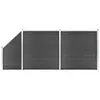 vidaXL Ensemble de panneau de clôture WPC 446x(105-186) cm Noir