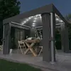 Vidaxl tonnelle avec rideau et guirlande lumineuse led 3x3m anthracite