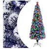 vidaXL Arbre de Noël artificiel pré-éclairé blanc/bleu fibre optique