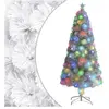 vidaXL Arbre de Noël artificiel pré-éclairé blanc 150 cm fibre optique