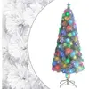 vidaXL Arbre de Noël artificiel pré-éclairé blanc 240 cm fibre optique
