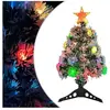 vidaXL Arbre de Noël artificiel pré-éclairé blanc/bleu fibre optique