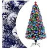 vidaXL Arbre de Noël artificiel pré-éclairé blanc/bleu fibre optique