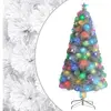vidaXL Arbre de Noël artificiel pré-éclairé blanc 120 cm fibre optique