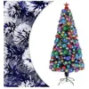 vidaXL Arbre de Noël artificiel pré-éclairé blanc/bleu fibre optique