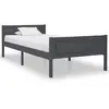 vidaXL Cadre de lit Bois de pin massif Gris 100x200 cm