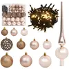 vidaXL Set de boules de Noël avec pic et 300 LED 120pcs Doré rose