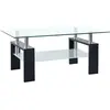vidaXL Table basse Noir et transparent 95x55x40 cm Verre trempé