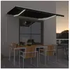 vidaXL Auvent automatique capteur de vent et LED 400x300 cm Anthracite