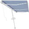 vidaXL Auvent manuel rétractable sur pied 600x300 cm Bleu/Blanc