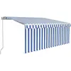 vidaXL Auvent manuel rétractable avec store 3x2,5 m Bleu et blanc