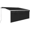 vidaXL Auvent manuel rétractable avec store et LED 3x2,5 m Anthracite