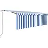 vidaXL Auvent automatique store capteur de vent LED 4x3m Bleu et blanc