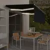 vidaXL Auvent manuel rétractable avec store et LED 4x3 m Anthracite