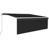 vidaXL Auvent Manuel Rétractable avec Store et LED Banne Pliable Jardin Balcon Terrasse Extérieur Protection Contre Rayons UV 4,5x3 m Anthracite